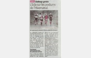 Article Midi-Libre podium ECLA suite à chalenge Gardois Trail 2015